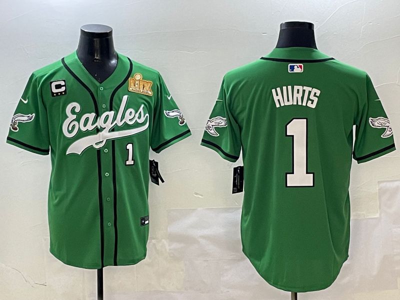 Men Philadelphia Eagles #1 Hurts Green three generations Jointly Name 2025 Nike Limited NFL Jersey style 20